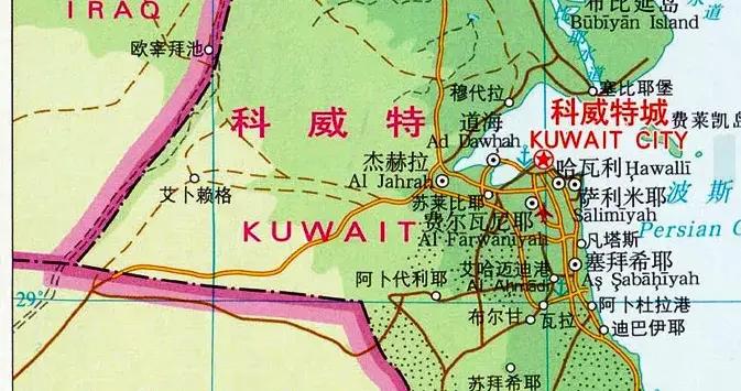 科威特堵住了伊拉克海岸線，是英國分的，還發生過兩伊和海灣戰爭