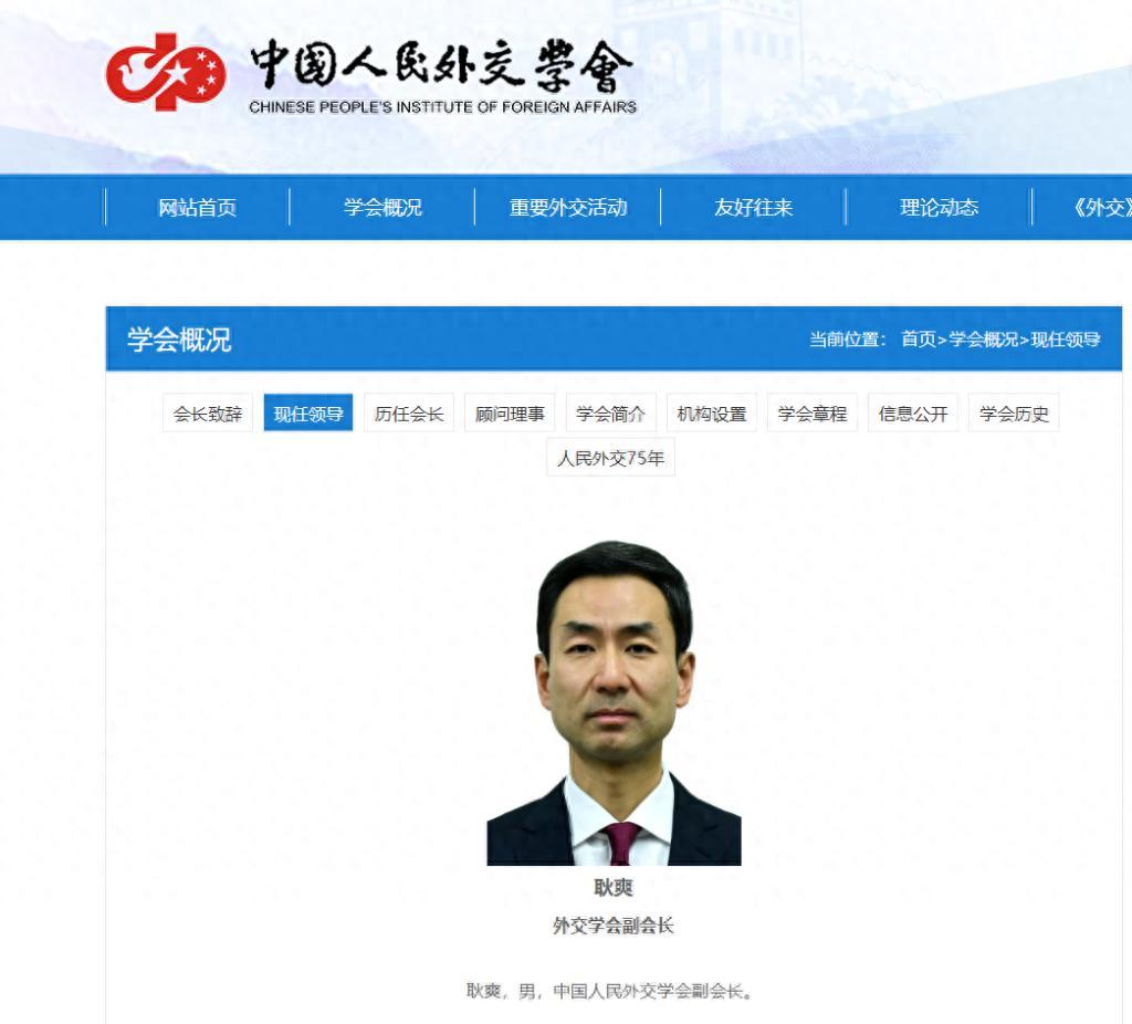 耿爽履新中國人民外交學會副會長