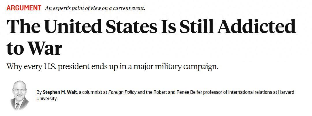 全球媒體聚焦 | 美媒：美國是否已經“對戰爭上癮”？