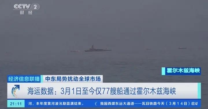 3月1日至今僅77艘船通過霍爾木茲海峽
