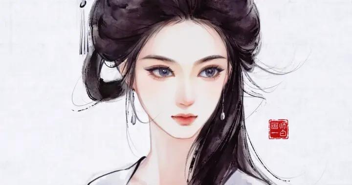 淡墨勾眉眼，濃墨襯羅裙，水墨裏的古風女子，連發絲都是古典情韻