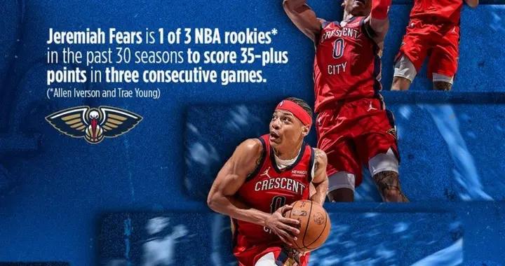 比肩艾弗森&特雷·楊！費爾斯是近30年第3位連續三場砍35+分新秀