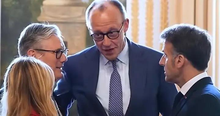 馬克龍當東道主開會，梅洛尼穿紅裝醒目，英法德意將去護航