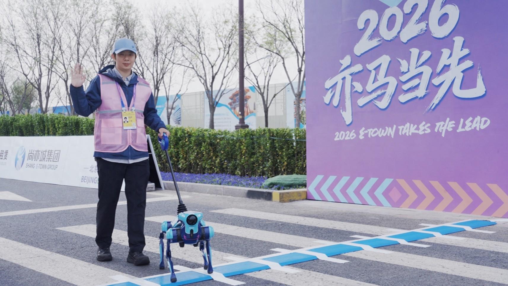 全球首款開放環境智能導盲犬亮相北京亦莊機器人馬拉松，它來自高德，名叫“途途”