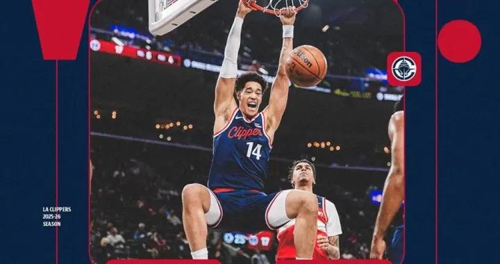 7中7！快船發佈贏球海報：封面爲尼德豪澤喫餅扣籃瞬間