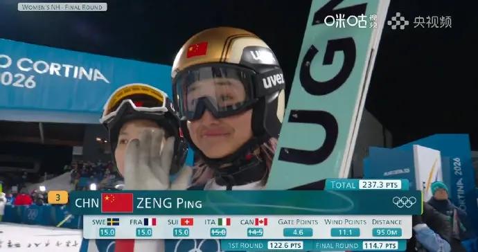 跳臺滑雪女子標準臺決賽：中國小將曾坪排名第15，劉奇排名第26