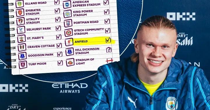 首次在安菲爾德進球！哈蘭德英超只剩埃弗頓新球場未進球