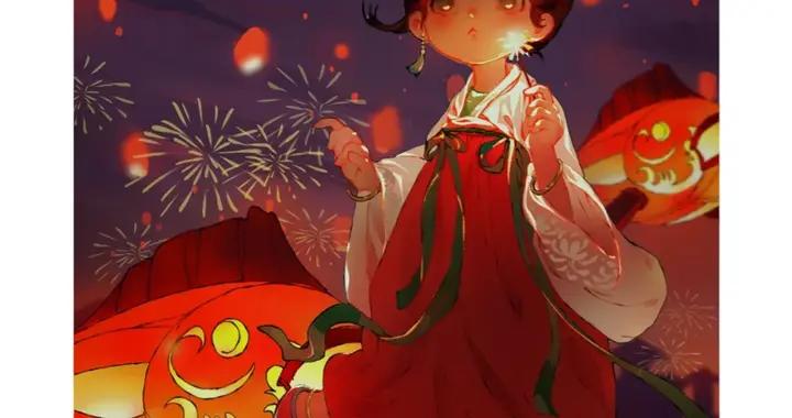 誰懂啊！古風少女偷溜逛燈市，像兔兔般活潑，這年過得也太治癒了