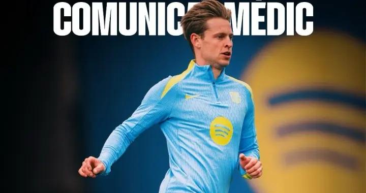 官方：德容右大腿遠端股二頭肌受傷，康復週期預計爲5至6周